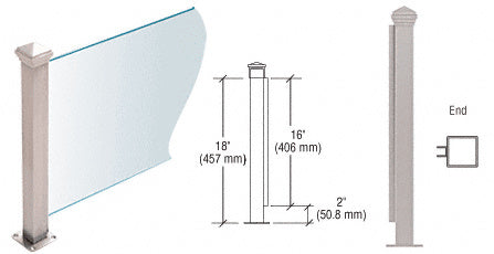CRL Brushed Stainless 18" High 1-1/2" Square PP42 Plaza Series Counter/Partition Post With Air Space Additional Image - 1