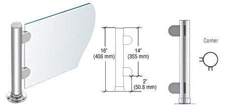 CRL 16" Round PP06 Elegant Series Counter/Partition Corner Post with Air Space