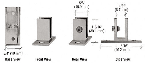 CRL Short Leg Set Screw Clamp for 1/4" to 5/16" Glass