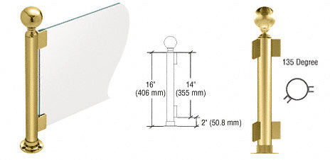 CRL 16" Round PP05 Elegant Series Counter/Partition 135 Degree Post with Air Space *DISCONTINUED*