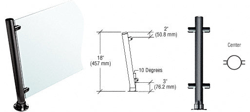 CRL Paint 18" High 1" Round PP65 Slimline Series Slant Front Counter/Partition Center Post