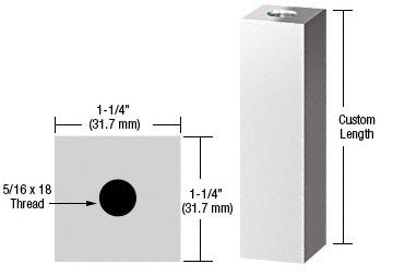 CRL 1-1/4" Square Standoff Base Custom Length