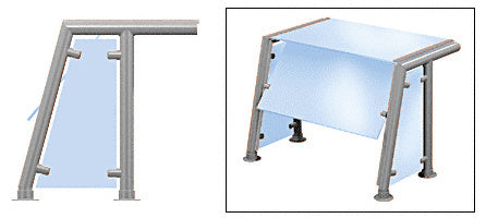 CRL Brushed Stainless Contemporary 304 Series 1-1/2" Tubing Glass On Top, Front, and One or Both Ends Moveable Glass Sneeze Guard