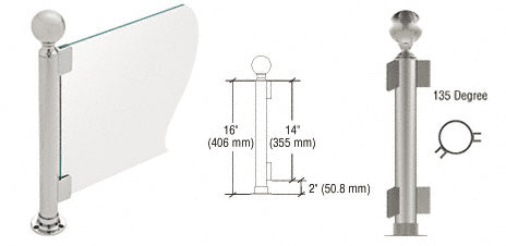 CRL 16" Round PP05 Elegant Series Counter/Partition 135 Degree Post with Air Space *DISCONTINUED*