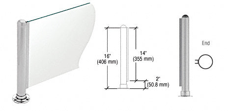 CRL Brushed Stainless 16" Round PP02 Elegant Series Counter/Partition End Post With Air Space *DISCONTINUED*