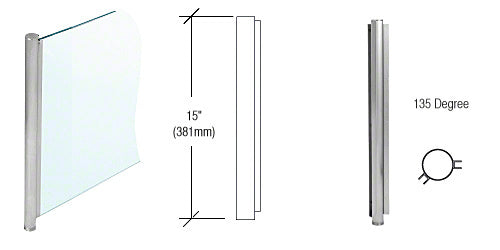 CRL 15" Brushed Stainless Steel 1" Diameter 135 Degree Post *DISCONTINUED*