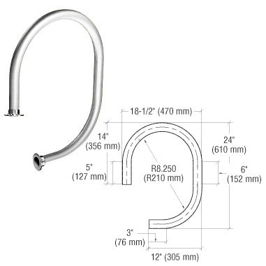 CRL 1-1/2" Counter Mount Service Rail