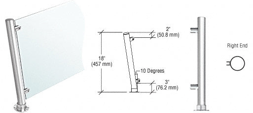 CRL 18" High 1-1/2" Round PP46 Contemporary Series Slant Front Counter/Partition Additional Image - 2