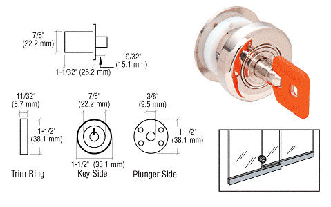 CRL Keymatic Sliding Glass Door Plunger Lock