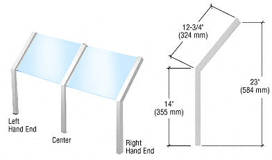 CRL Satin Anodized Sculptured Series Open Front, Glass On Slant Aluminum Sneeze Guard
