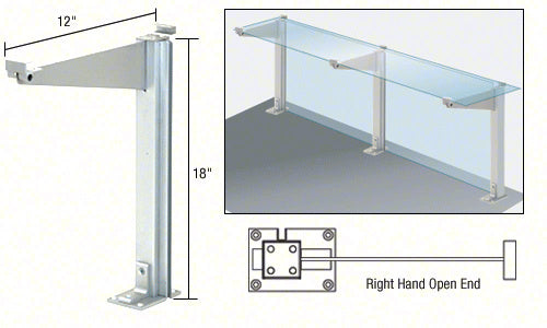 CRL 18" High Partition Post with 12" Deep Top Shelf Additional Image - 6