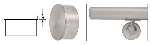 CRL Stainless Flat End Cap for 1" Round Tubing