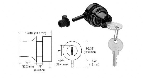 CRL Keyed Alike Thru-Glass Plunger Lock