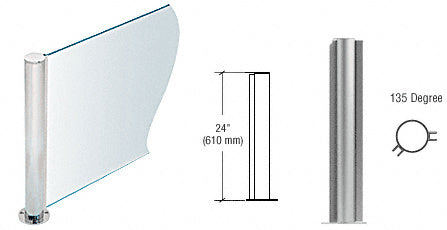 CRL Brushed Stainless 24" Round PP08 Elegant Series Counter/Partition 135 Degree Post