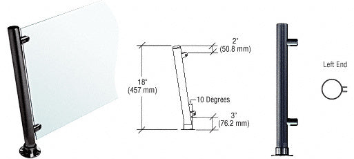 CRL Paint 18" High 1" Round PP65 Slimline Series Slant Front Counter/Partition Left End Post