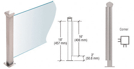 CRL Brushed Stainless 18" High 1-1/2" Square PP42 Plaza Series Counter/Partition Post With Air Space