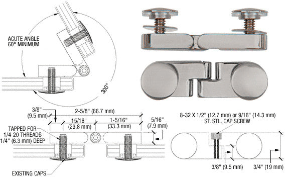 CRL Low Profile Cap Angle Panel Connector
