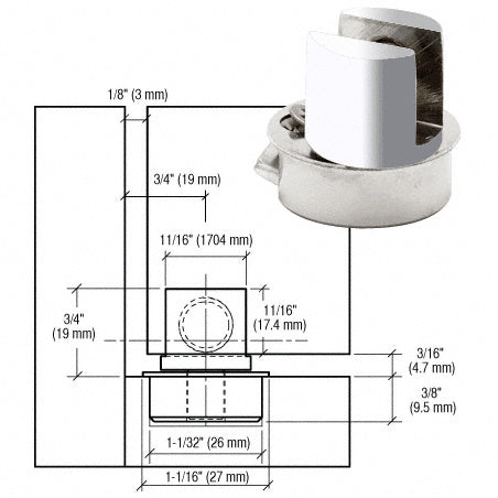 CRL Beretta Barrel Glass Door Hinge *DISCONTINUED*