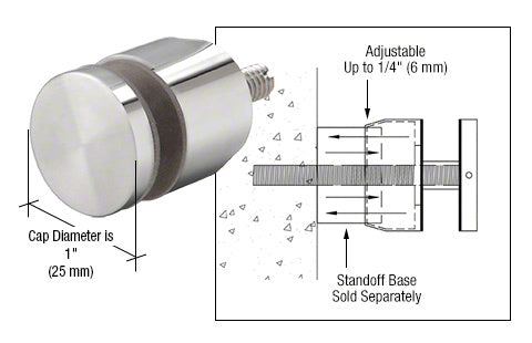 CRL Adjustable Height Standoff Cap for 3/4" Base