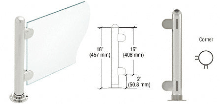 CRL 18" Round PP07 Elegant Series Counter/Partition Corner Post with Air Space