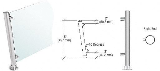 CRL 18" High 1-1/2" Round PP46 Contemporary Series Slant Front Counter/Partition