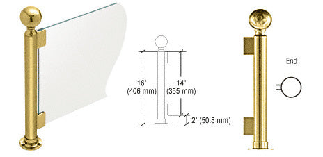 CRL 16" High 2" Round PP05 Elegant Series Counter/Partition End Post With Air Space
