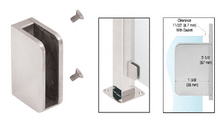 CRL 3/8" Closed Bottom Left Hand Flat Base Glass Clip