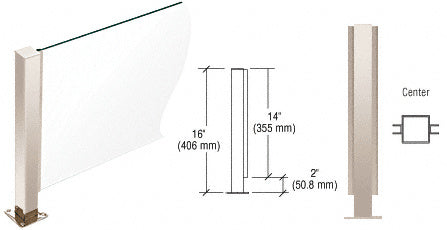 CRL 16" High 1-1/2" Square PP41 Plaza Series Counter/Partition Post With Air Space Additional Image - 5