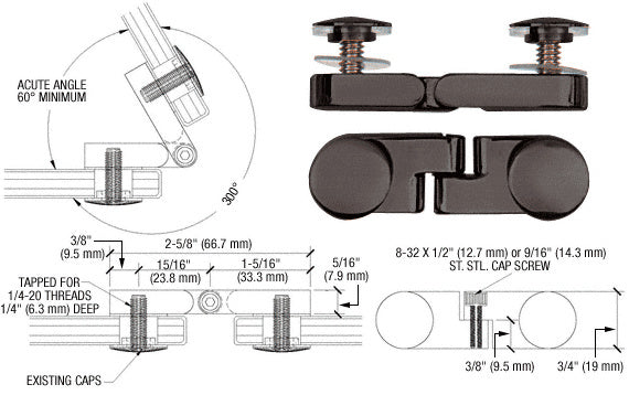 CRL Low Profile Cap Angle Panel Connector