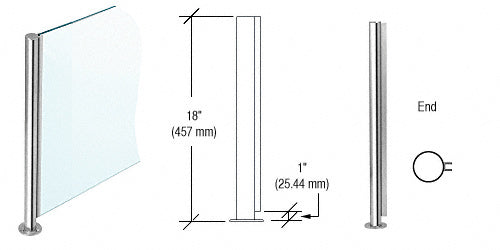 CRL 18" x 1" SBPP08 Slimline Series Round End Partition Post