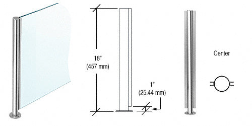 CRL 18" x 1" SBPP08 Slimline Series Round Center Partition Post