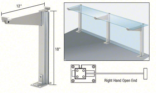 CRL 18" High Partition Post with 12" Deep Top Shelf Additional Image - 5