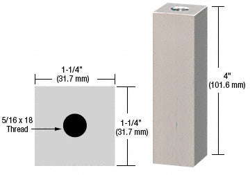CRL 1-1/4" Square Standoff Base 4" in Length