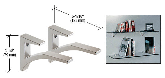 CRL - Aluminum Shelf Bracket for 5/8" to 3/4" Glass