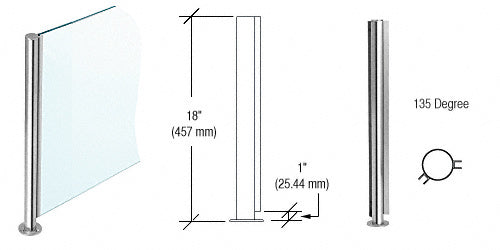 CRL 18" x 1" SBPP08 Slimline Series Round 135 Degree Partition Post