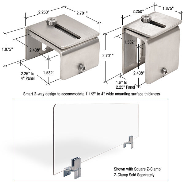 CRL Adjustable Brushed Stainless U-Clamp