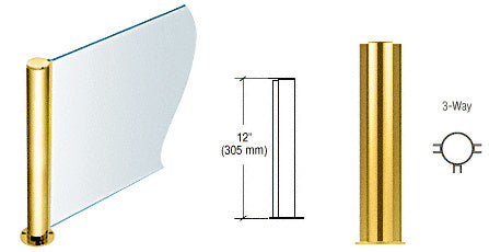 CRL 12" Round PP08 Elegant Series Counter/Partition 3-Way Post