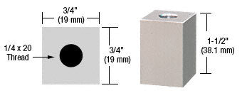 CRL 3/4" Square Standoff Base 1-1/2" Long