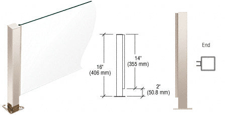 CRL 16" High 1-1/2" Square PP41 Plaza Series Counter/Partition Post With Air Space Additional Image - 3