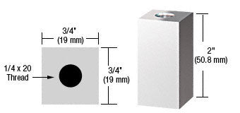 CRL 3/4" Square Standoff Base 2" Long