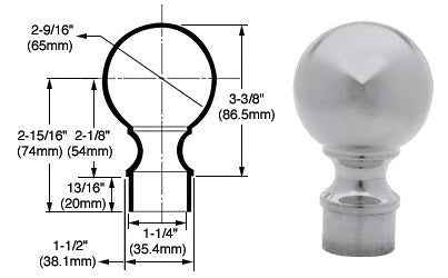 CRL Ball End Cap for 1-1/2" Tubing
