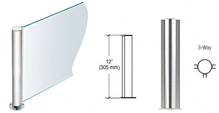 CRL 12" Round PP08 Elegant Series Counter/Partition 3-Way Post