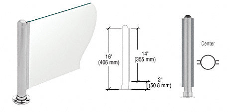 CRL Brushed Stainless 16" Round PP02 Elegant Series Counter/Partition Center Post With Air Space *DISCONTINUED*
