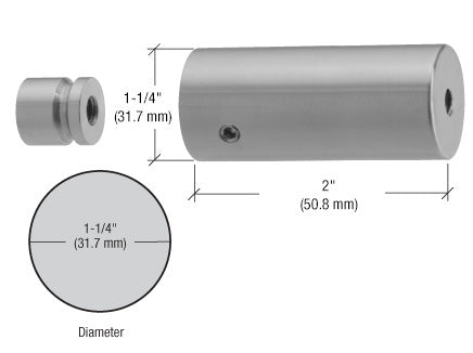CRL 316 Brushed Stainless 1-1/4" Diameter 2" Stud Mounted Standoff Base