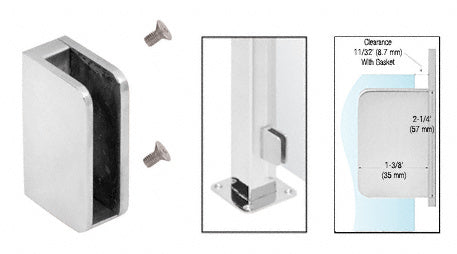 CRL 1/4" Closed Bottom Left Hand Flat Base Glass Clip