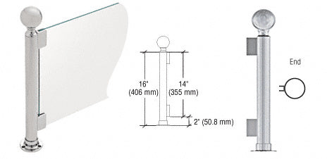 CRL 16" High 2" Round PP05 Elegant Series Counter/Partition End Post With Air Space
