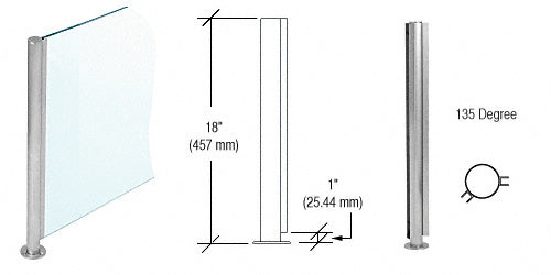 CRL 18" x 1" SBPP08 Slimline Series Round 135 Degree Partition Post