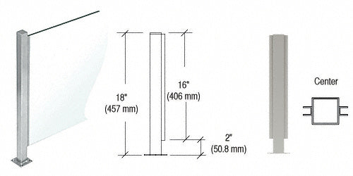 CRL 18" High 1" Square PP47 Mini Plaza Series Partition Post with U-Channel Additional Image - 4