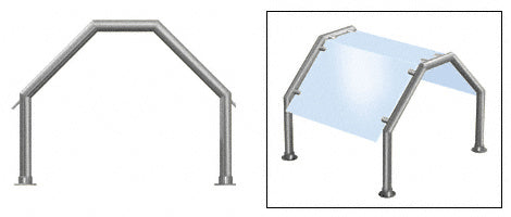 CRL Contemporary 213 Series 1-1/2" Tubing Glass On Top and Slants Only Sneeze Guard