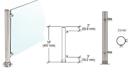 CRL 18" High 1-1/2" Round PP45 Contemporary Series Straight Front Counter/Partition